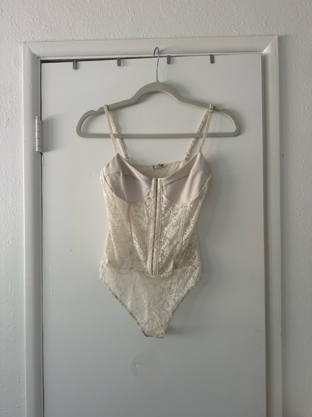 Free People Intimates Lace Bodysuit Bustier in Cream